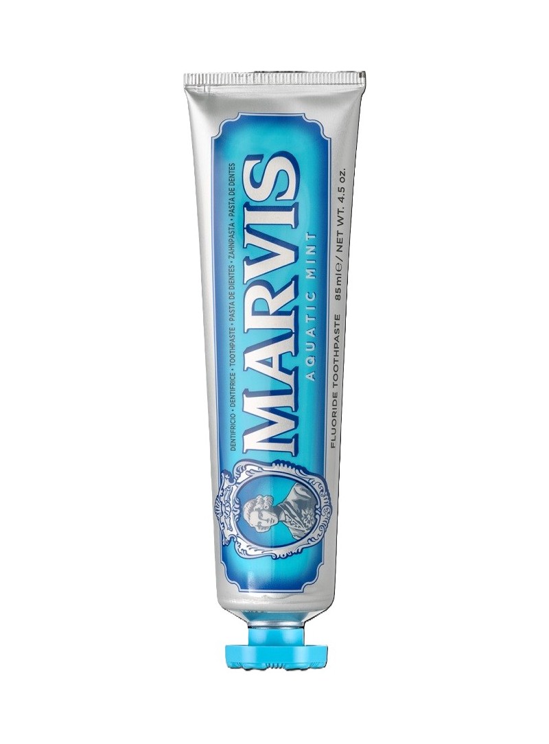 Pasta de dientes Marvis Aquatic Mint 85 ml frescor marino menta dulce flúor xilitol anticaries sin conservantes Italia