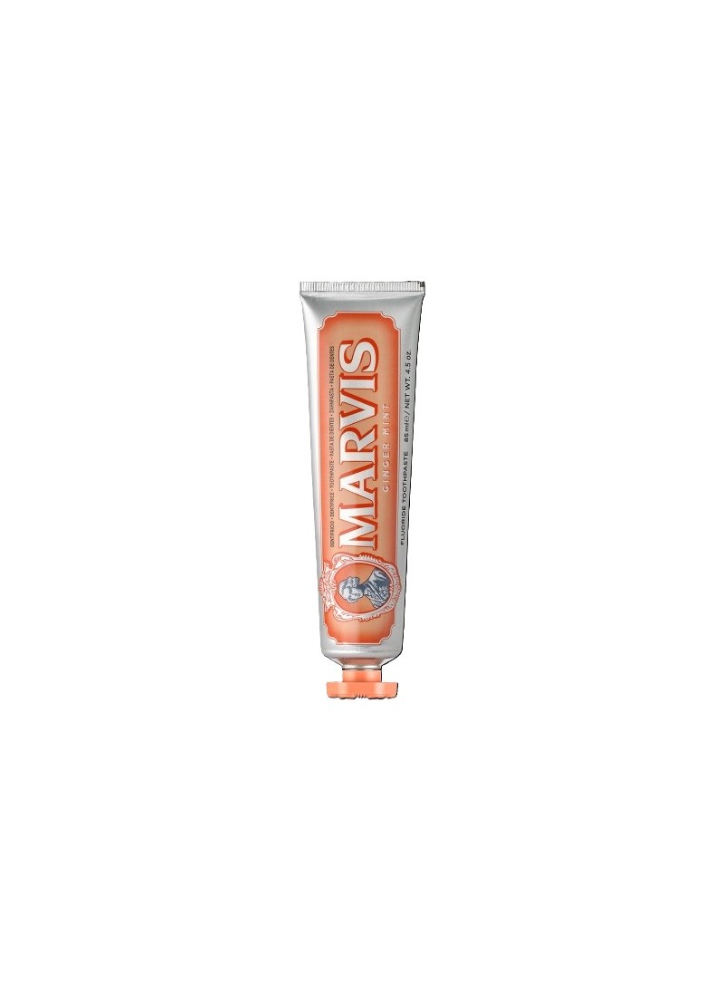 Pasta de dientes Marvis Ginger Mint 85 ml jengibre menta picante dulzor flúor xilitol anticaries sin conservantes Italia