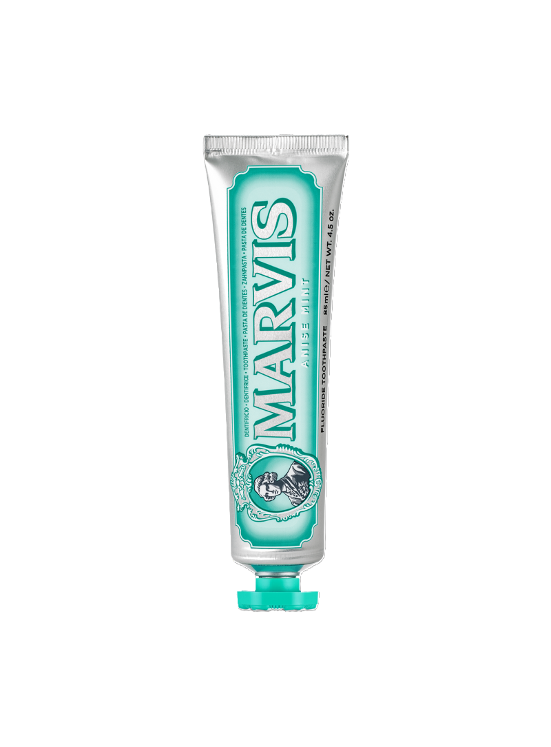 Pasta de dientes Marvis Anise Mint 85 ml anís estrellado menta explosiva flúor xilitol anticaries sin conservantes Italia