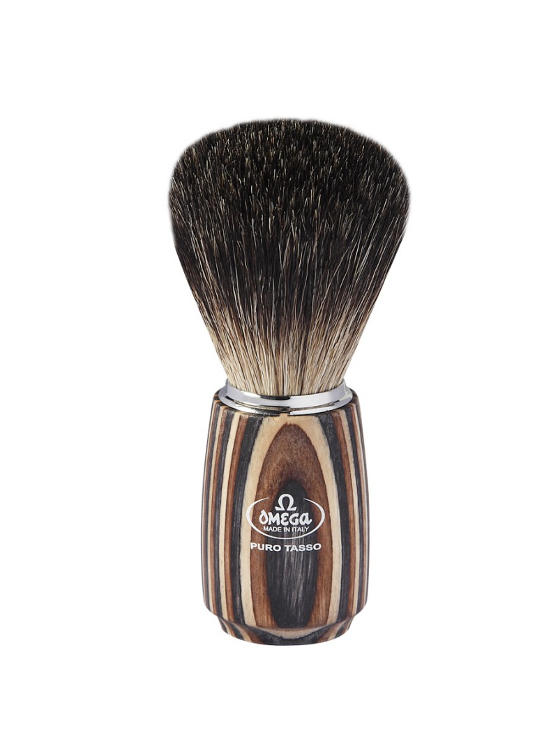 BROCHA DE AFEITAR OMEGA 6752 TEJÓN NEGRO MANGO DE MADERA MULTILAMINADA