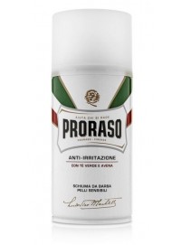 Espuma de afeitar Proraso té verde y avena 300 ml aerosol línea blanca pieles sensibles karité vitamina E uso diario Italia
