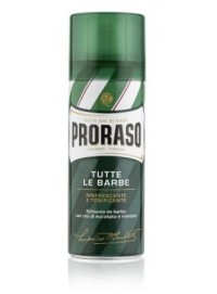 Espuma de afeitar Proraso eucalipto y mentol 50 ml aerosol línea verde aceite aguacate formato viaje Italia