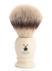 Brocha de afeitar MÜHLE CLASSIC 33 K 257 Silvertip Fibre vegana nudo 23mm tamaño L mango resina marfil cromo Alemania