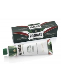 Crema de afeitar Proraso eucalipto y mentol tubo 150 gr línea verde dosificación taza jabonera brocha afeitado clásico