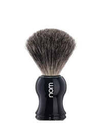 Brocha de afeitar NOM by Mühle Gustav 81 BL tejón puro mango plástico negro brillante nudo 21mm clásico línea NOM Alemania