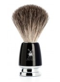Brocha de afeitar MÜHLE RYTMO 81 M 226 pelo natural tejón puro mango resina negro cromo brillante afeitado clásico Alemania