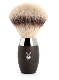 Brocha de afeitar MÜHLE KOSMO 31 H 873 Silvertip Fibre vegana mango roble pantano fosilizado cromo satinado Alemania