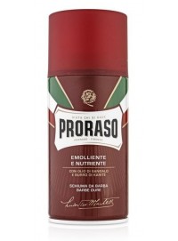 Espuma de afeitar Proraso sándalo y karité 300 ml aerosol línea roja barbas duras piel seca sin mentol emoliente Italia