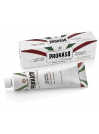 Crema de afeitar Proraso té verde y avena tubo 150 gr línea blanca pieles sensibles dosificación taza jabonera Italia