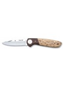 Navaja Nieto Línea Coyote 047 con mango de abedul rizado, virola de palo violeta y hoja acero AN-58 de 7,5 cm