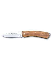 Navaja Nieto Línea Junior 392 con mango de olivo natural, forros de acero inoxidable y hoja drop point AN-58 de 8 cm