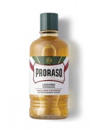 Loción after shave profesional Proraso sándalo 400 ml línea roja barbería aceite sándalo karité Italia