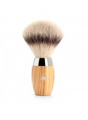 Brocha de afeitar MÜHLE KOSMO 31 H 870 Silvertip Fibre vegana mango madera olivo virola cromada afeitado clásico Alemania