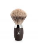 Brocha de afeitar MÜHLE KOSMO 281 H 873 tejón fino roble pantano fosilizado cabeza intercambiable cromo satinado Alemania