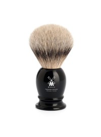 Brocha de afeitar MÜHLE CLASSIC 099 K 256 tejón Silvertip mango resina negra nudo 19mm tamaño S afeitado clásico Alemania