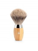 Brocha de afeitar MÜHLE KOSMO 281 H 870 tejón fino mango madera olivo virola cromada afeitado clásico Alemania serie KOSMO