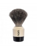 Brocha de afeitar NOM by Mühle MARTEN 81 CR tejón puro mango bicolor negro crema brillo cuello característico nudo 21mm Alemania