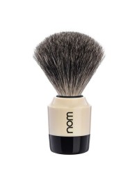 Brocha de afeitar NOM by Mühle MARTEN 81 CR tejón puro mango bicolor negro crema brillo cuello característico nudo 21mm Alemania