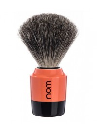Brocha de afeitar NOM by Mühle MARTEN 81 CO tejón puro mango bicolor negro coral brillo cuello característico nudo 21mm Alemania