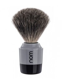 Brocha de afeitar NOM by Mühle MARTEN 81 GR tejón puro mango bicolor negro gris brillo cuello característico nudo 21mm Alemania