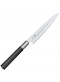 Cuchillo Yanagiba KAI Wasabi Black 6715Y 15 cm filo único descentrado diestros acero japonés 58 HRC mango bambú para sashimi