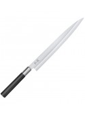 Cuchillo Yanagiba KAI Wasabi Black 6724Y 24 cm filo único descentrado diestros acero japonés 58 HRC mango bambú para sashimi