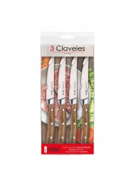 SET DE 4 CUCHILLOS CHULETEROS KOBE 3 CLAVELES