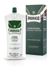 Crema profesional Proraso eucalipto y mentol 500 gr formato barbería afeitado clásico alto volumen Italia