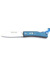 Navaja Nieto Línea Poseidon 168-Blue con mango de yute azul, separadores rojos, ancla inox y hoja Böhler N690 cobalto de 8 cm