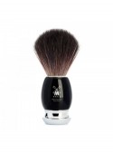Brocha de afeitar MÜHLE VIVO 21 M 336 Silvertip Fibre vegana mango resina negra base cromo forma clásica afeitado Alemania