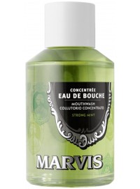 Colutorio concentrado Marvis Strong Mint menta fuerte 120 ml botella cristal vintage sin alcohol