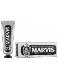 Mini pasta de dientes Marvis Amarelli Licorice regaliz 25 ml tubo negro vintage ideal para viaje