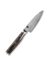 Cuchillo office KAI Shun Premier TDM-1700 10 cm acero VG-MAX 32 capas damasco acabado Tsuchime mango Pakka Tim Mälzer