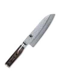 Santoku KAI Shun Premier TDM-1702 18 cm acero VG-MAX 32 capas damasco Tsuchime 215 g mango Pakka hecho a mano Seki Japón