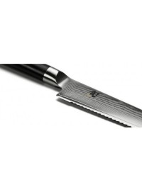 Cuchillo multiuso filo serrado KAI Shun Classic DM-0722 15 cm detalle hoja damasco 32 capas patrón satinado