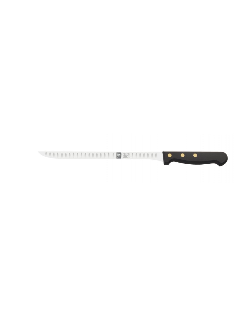 Cuchillo jamonero alveolado ICEL Clássica 242 Granton 24 cm filo alveolado acero X50CrMoV15 para lonchear jamón